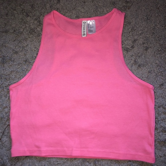 Divided Tops - H&M Hot Pink Crop Top Tank Top Divided Tops - H&M Hot Pink Crop Top Tank Top
